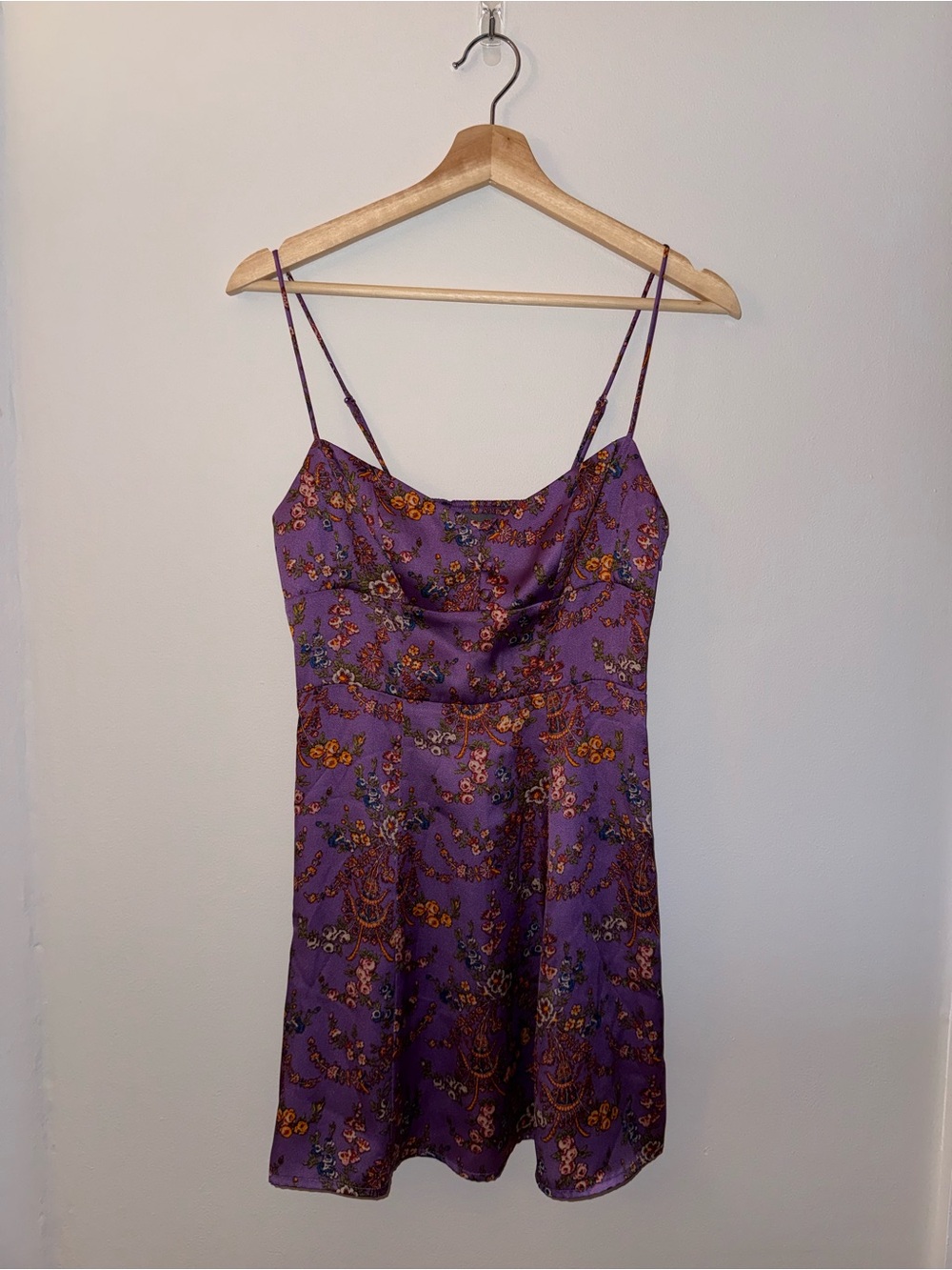 Urban Outfitters Purple Floral Cowl Slip Dress